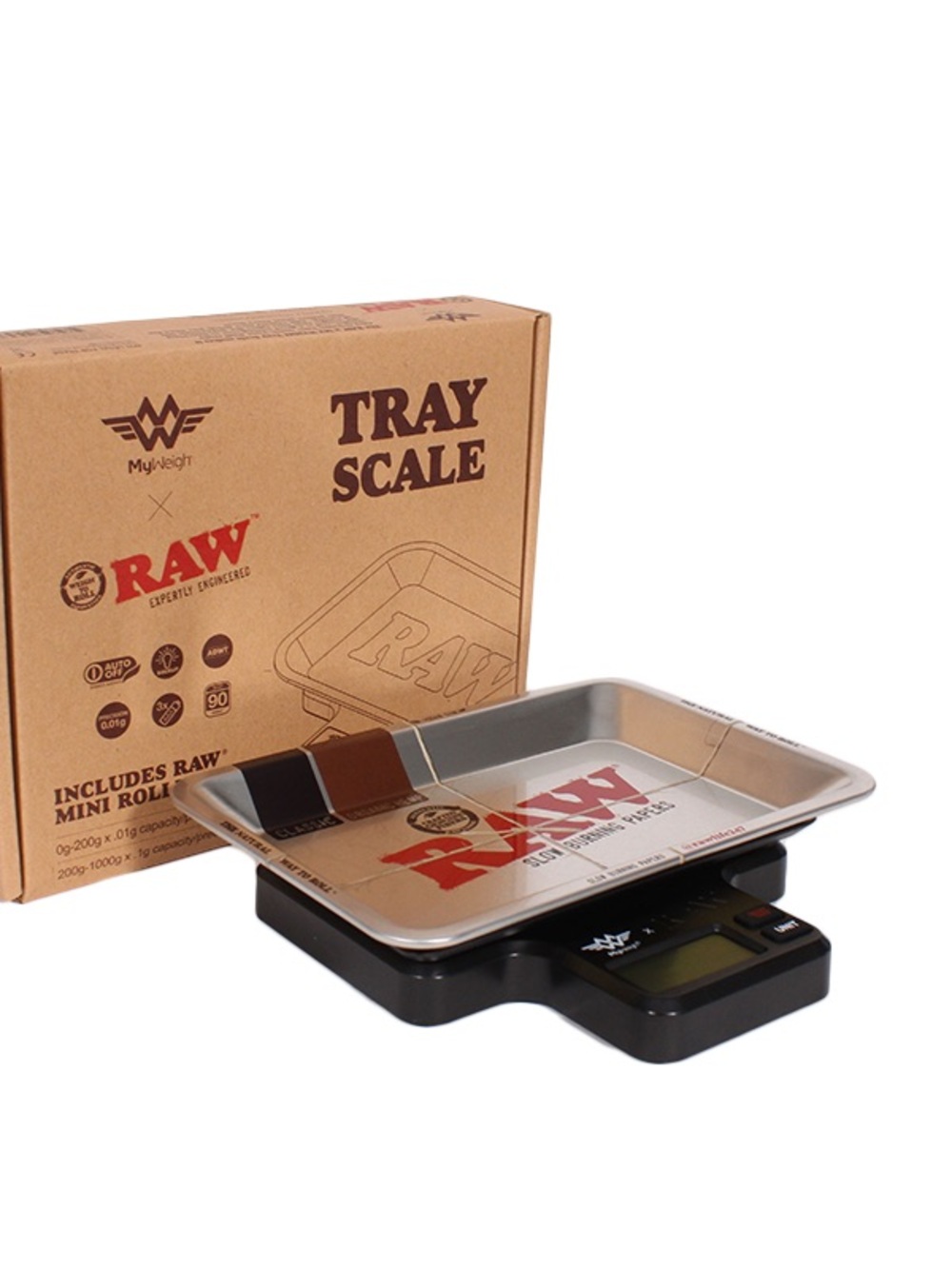RAW Tray Scale with Metal Rolling Tray - Silver & Black